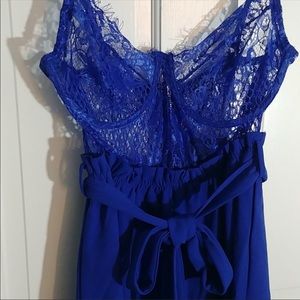 Fashion Nova Blue Lace Romper